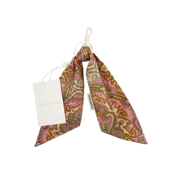 ZIMMERMANN Printed Silk Key Bag Charm in Pink - Picture 3 of 7